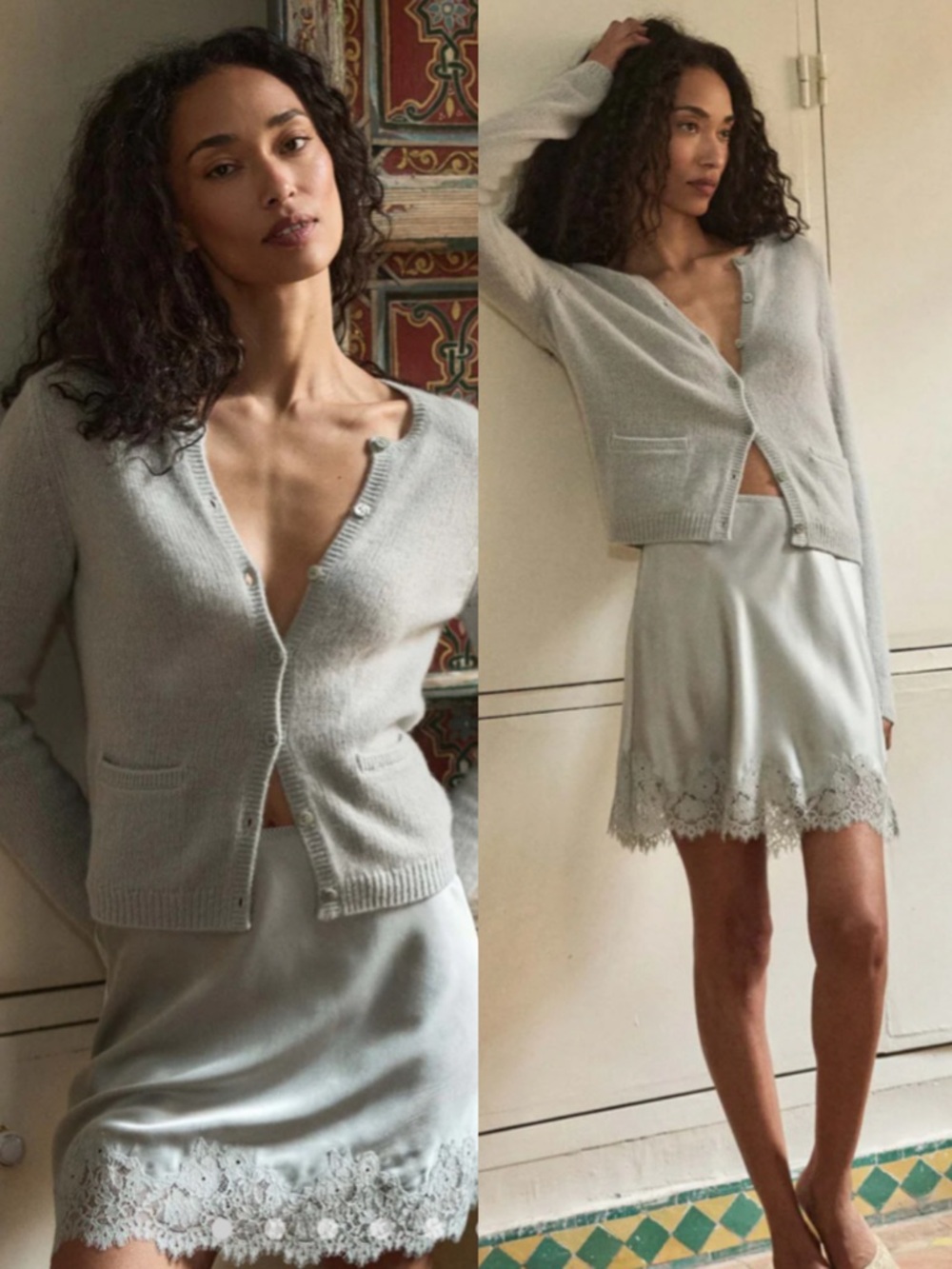 Doen Thea Cashmere Cardigan Eucalyptus NWT NEW Small 100% Cashmere Button Front